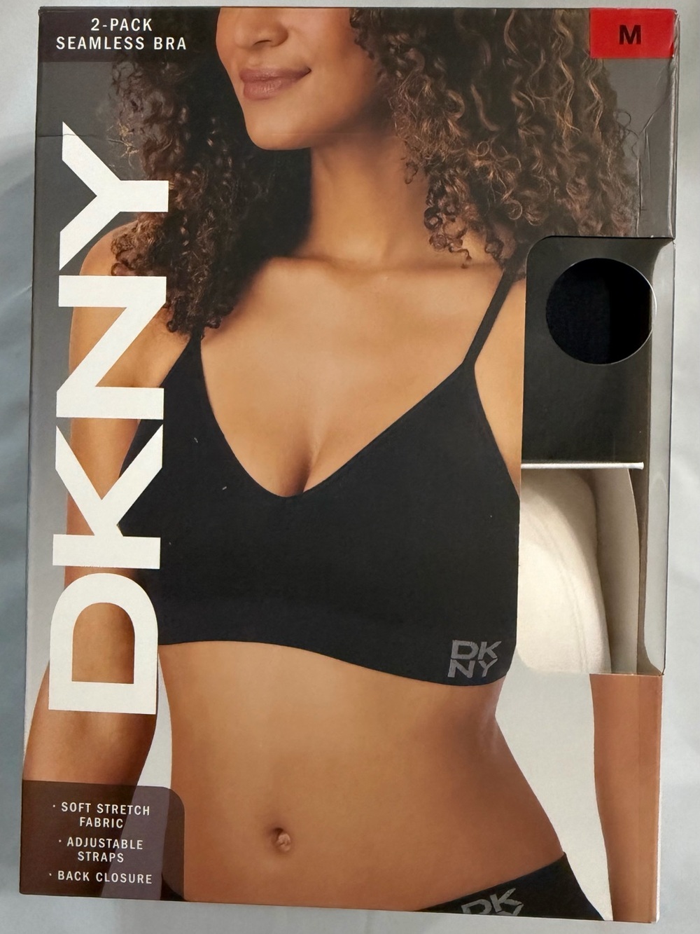 Dkny Black & White Seamless V-Neck Bralette 2-Pack